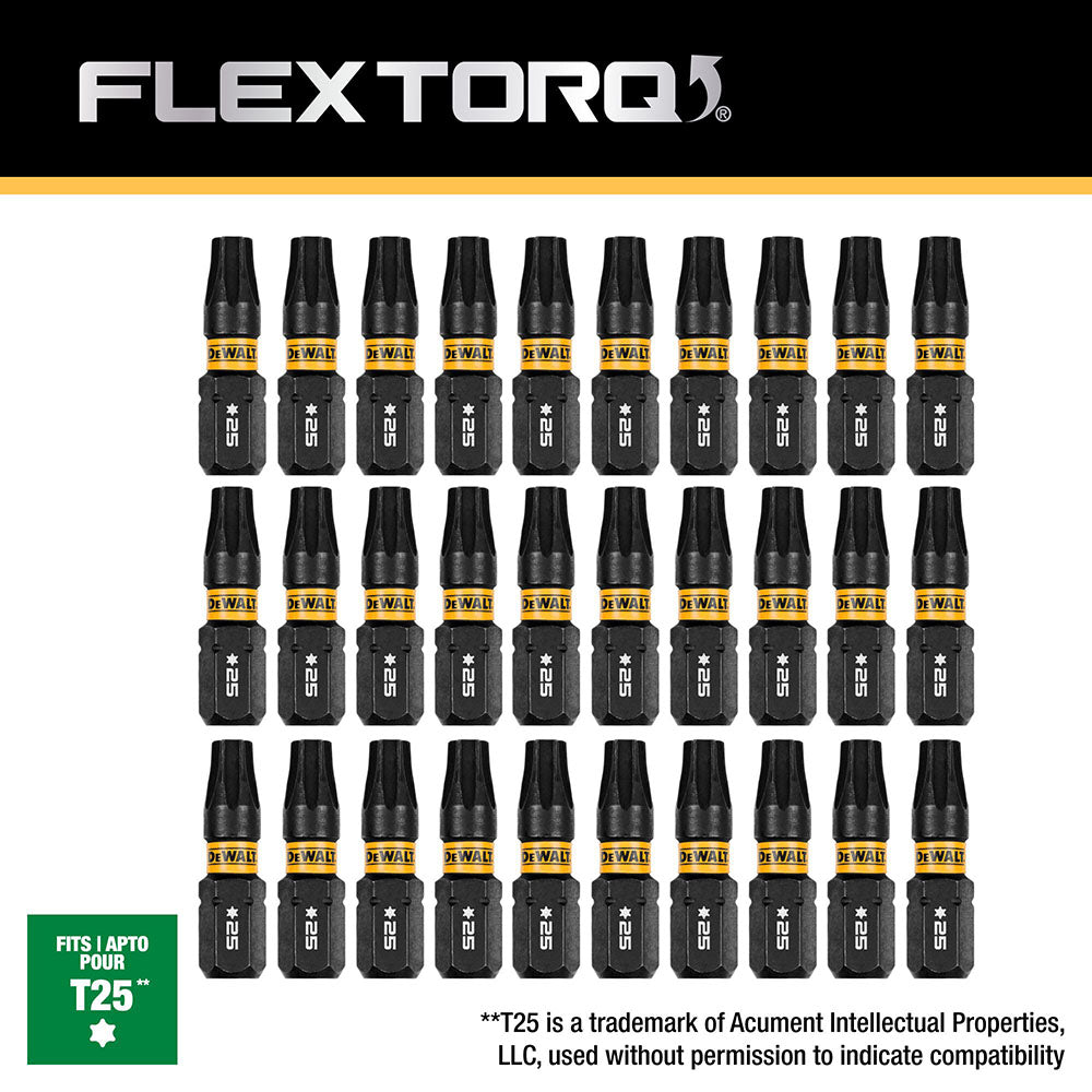 DeWalt DWAF1TX25IR30 T25 FLEXTORQ  1/4 x 1in Impact Driver Bits w/ Case, 30-Pack - 5