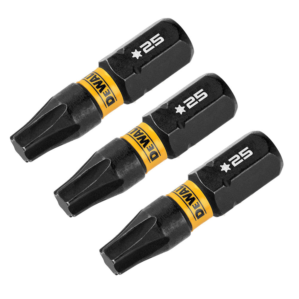 DeWalt DWAF1TX25IR3 T25 FLEXTORQ 1/4 x 1in Impact Driver Bits, 3-Pack - 3