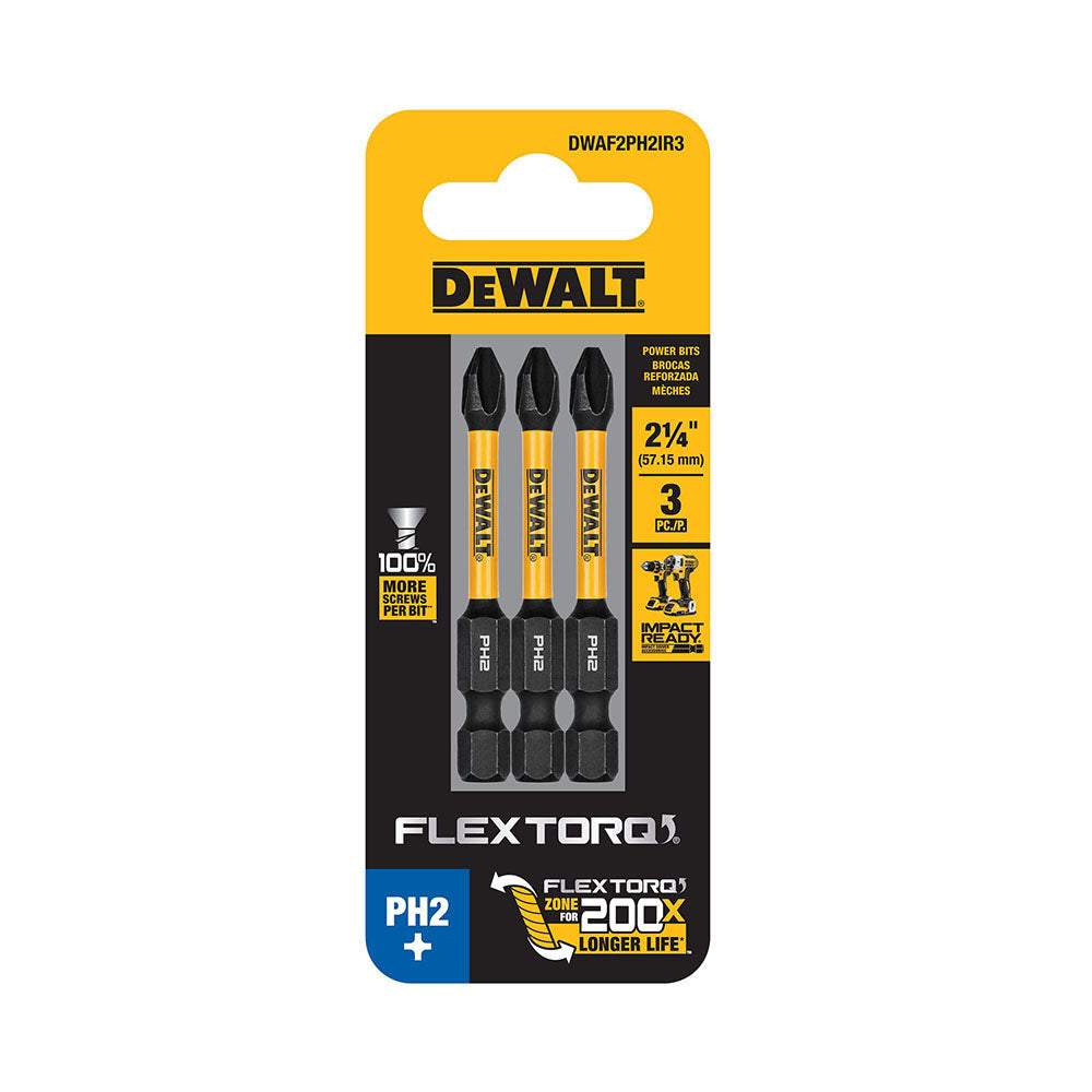 DeWalt DWAF2PH2IR3 3PK FLEXTORQ Impact Screwdriving Bits - 2