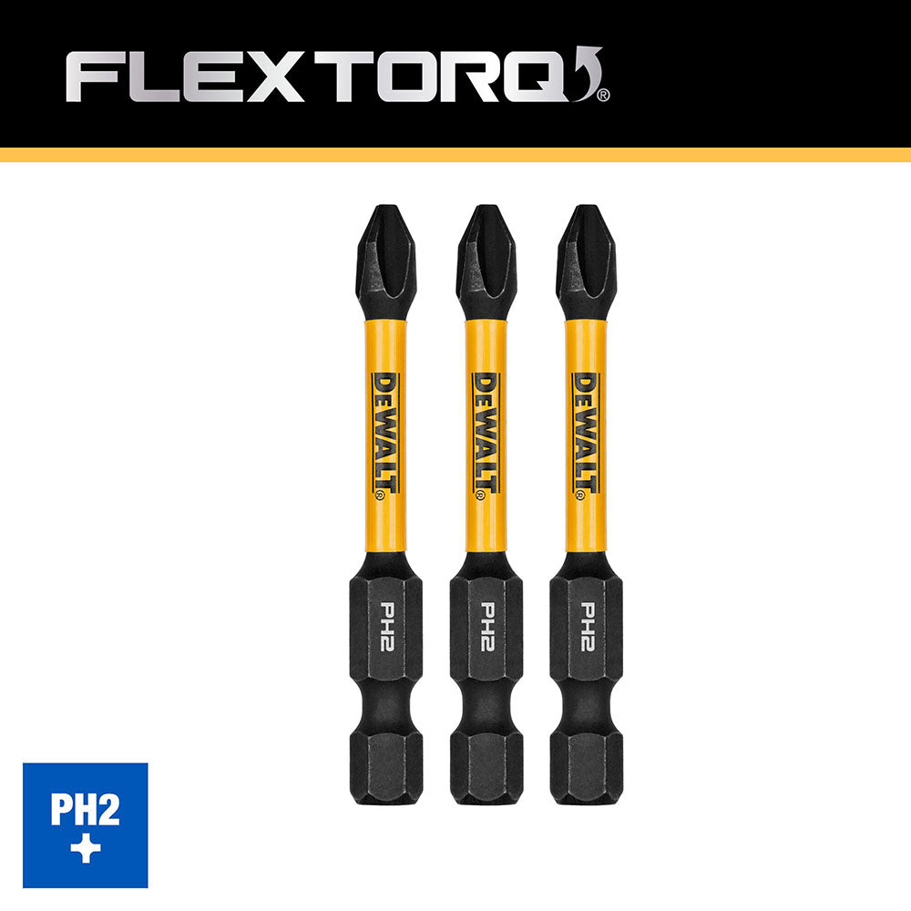 DeWalt DWAF2PH2IR3 3PK FLEXTORQ Impact Screwdriving Bits - 4