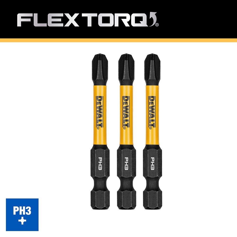 DeWalt DWAF2PH3IR3  PH3 FLEXTORQ 1/4 x 2.25in Impact Driver Bits, 3-Pack - 4