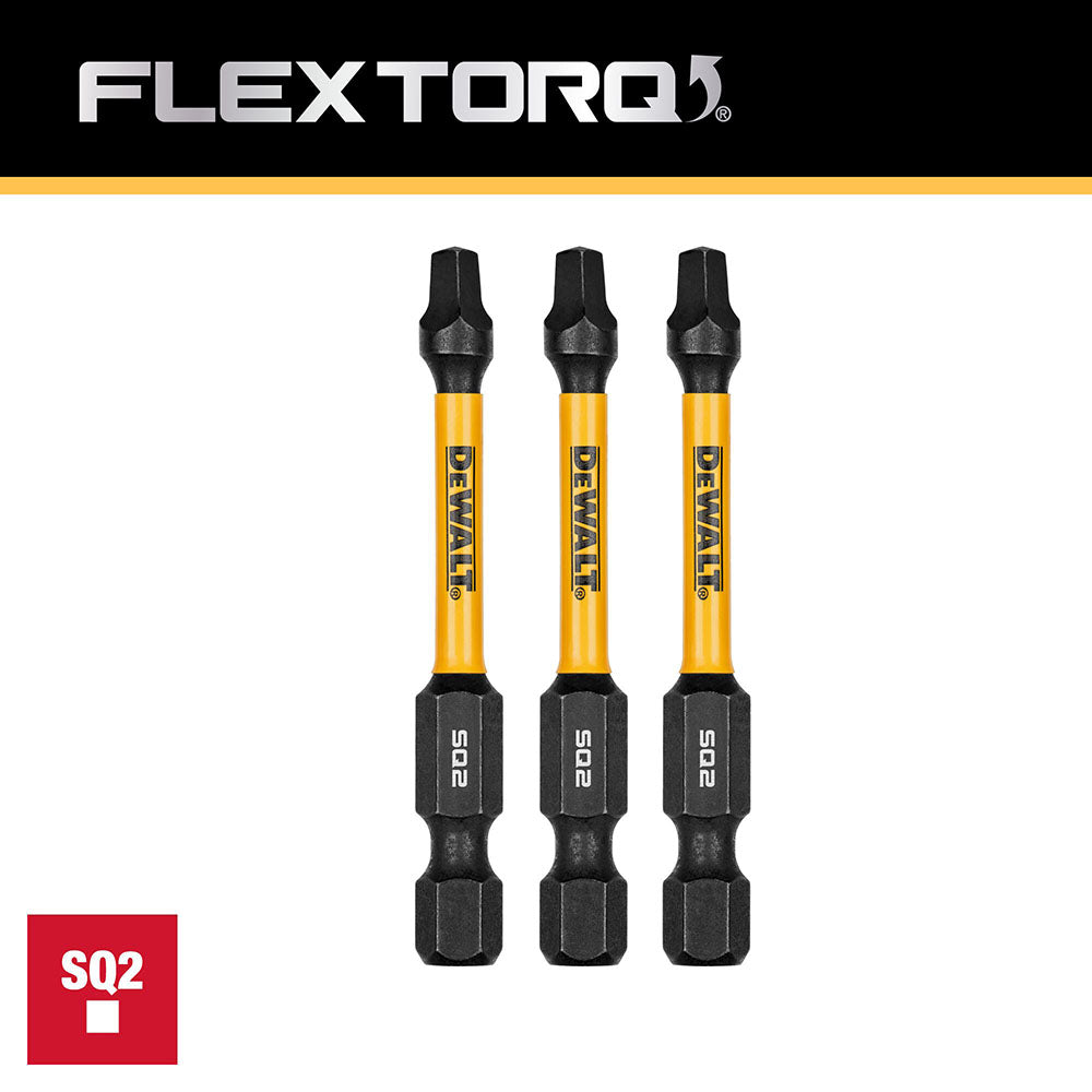 DeWalt DWAF2SQ2IR3 SQ2 FLEXTORQ 1/4 x 2.25in Impact Driver Bits, 3-Pack - 4
