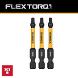 DeWalt DWAF2SQ3IR3  SQ3 FLEXTORQ 1/4 x 2.25in Impact Driver Bits, 3-Pack - 3