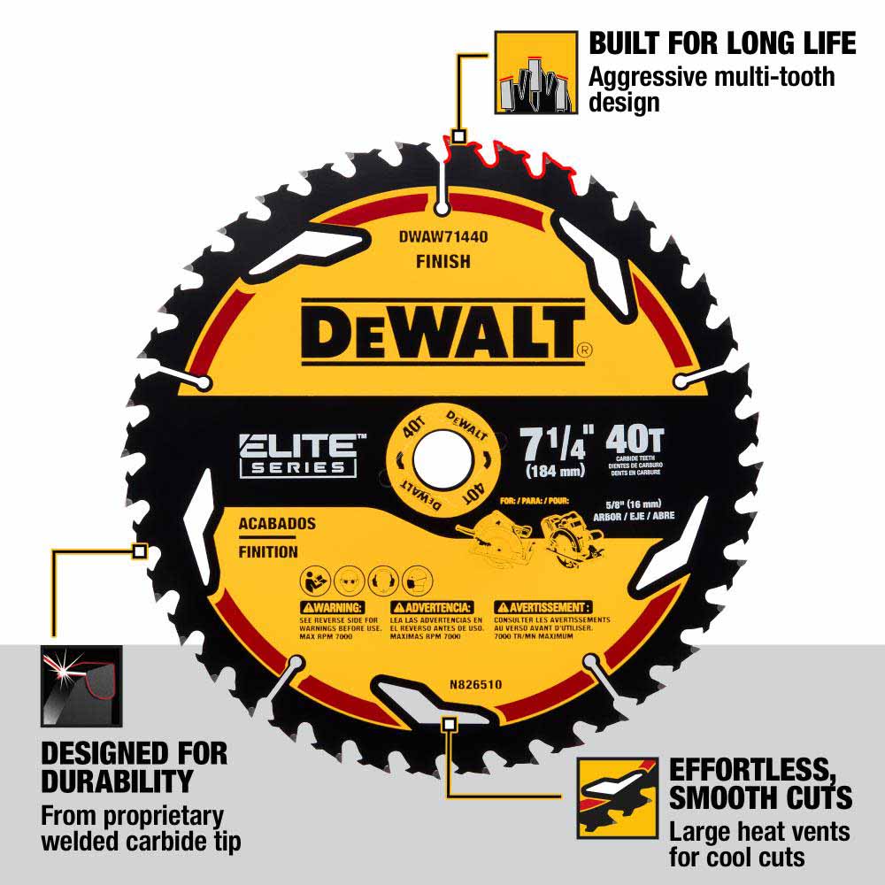 DeWalt DWAW71440 7-1/4" 40T Elite Series Saw Blade - 2