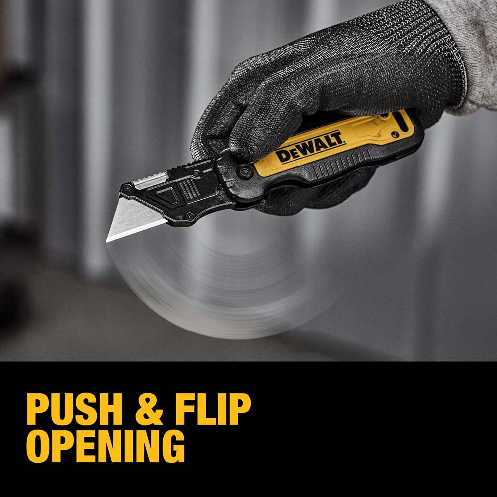 DeWalt DWHT10991 Push & Flip Folding Carbon Finish Blade Utility Knife - 12