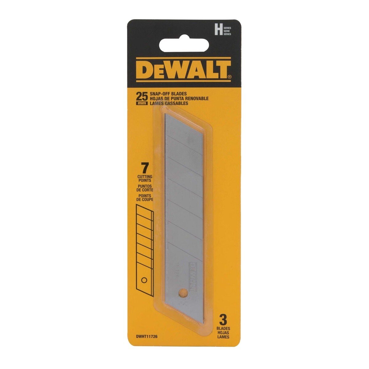 DeWalt DWHT11726 25 mm Snap-Off Utility Knife Blades with 7 Cutting Points (3 Pack) - 2