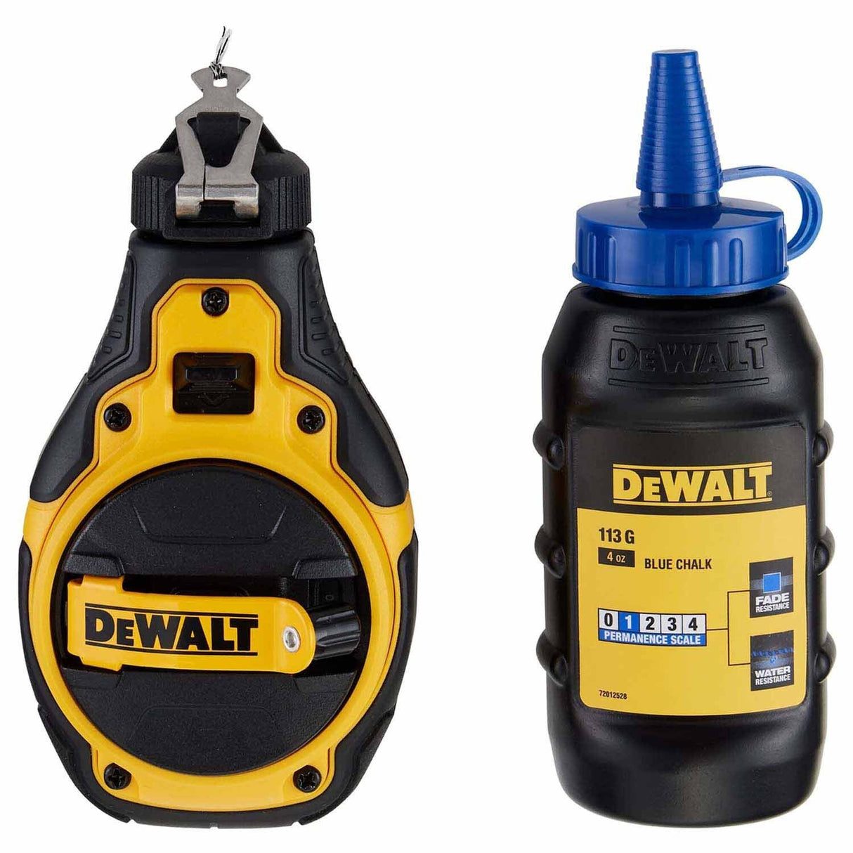 DeWalt DWHT48333BC Bi-Material Chalk Reel Kit with Blue Chalk – Fast Rewind, Precision Line