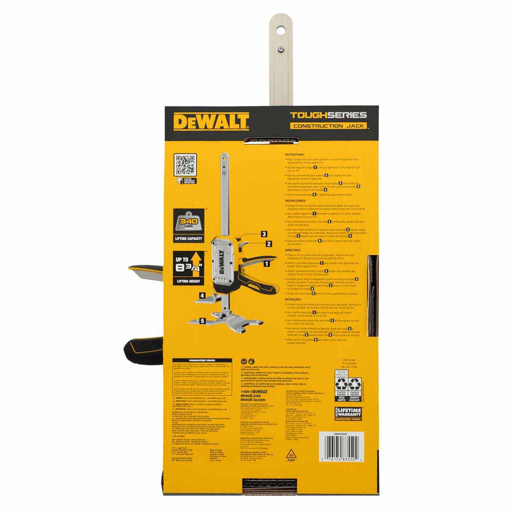 DeWalt DWHT83550 ToughSeries 8-3/4 in.Lift Height ,  340 lb. Capacity Construction Jack - 15