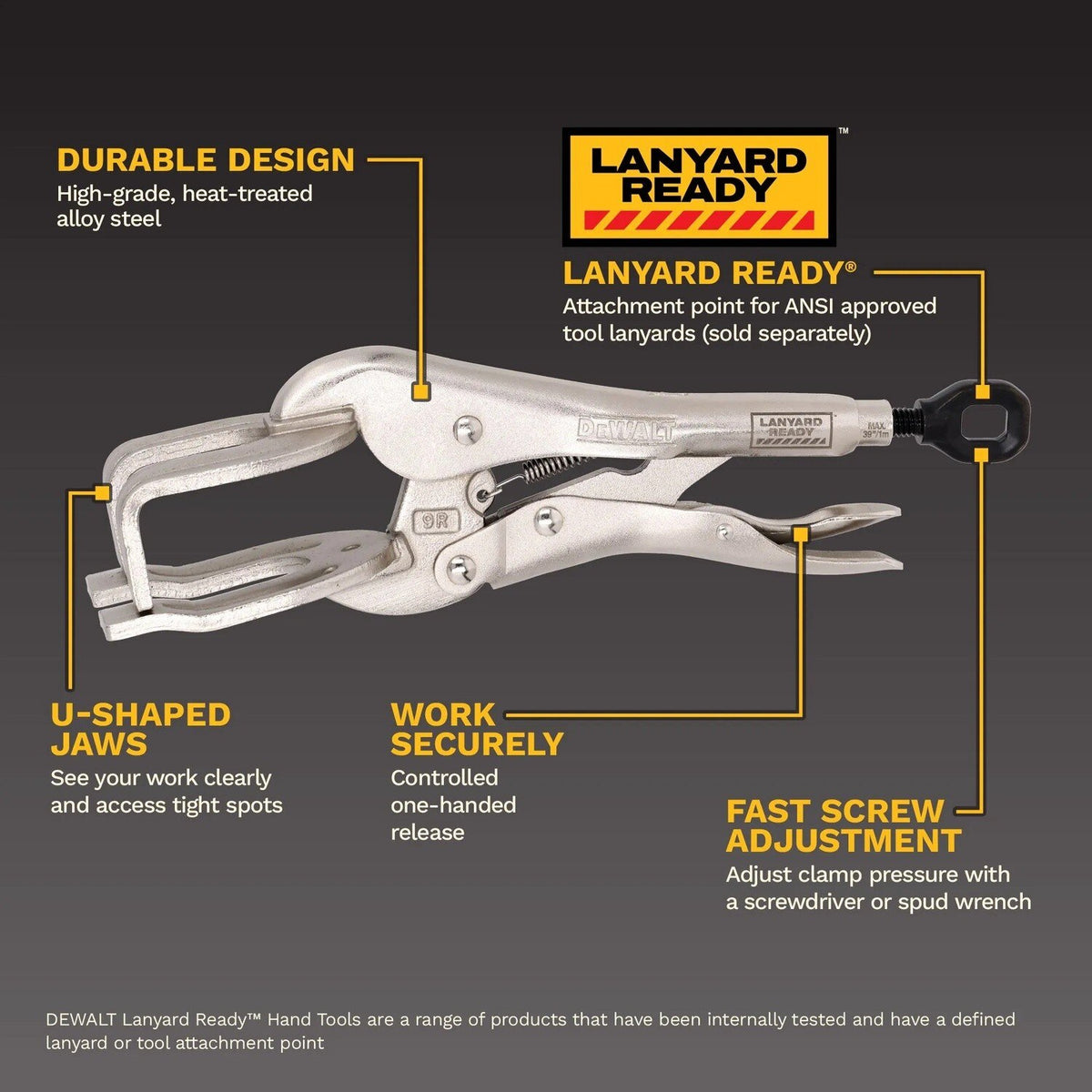 DeWalt DWHT9R 9" Locking Welding Clamp with U-Shaped Jaws - 2