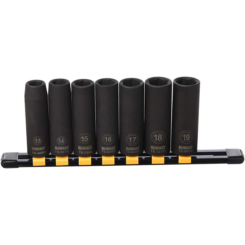 DeWalt DWMT74449OSP 7pc 1/2" Drive Metric 13-19mm Deep Impact Socket Set