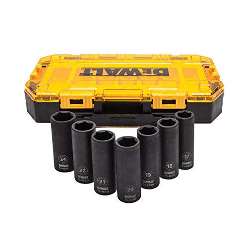 DeWalt DWMT74737 7pc 1/2" Metric Drive Deep Impact Socket Set, Tough Box