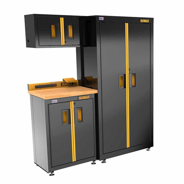 DeWalt DWST24101 Welded Storage Suite: 63 in. Wide, 4 Piece with 2-Door Base Cabinet and Wood Top