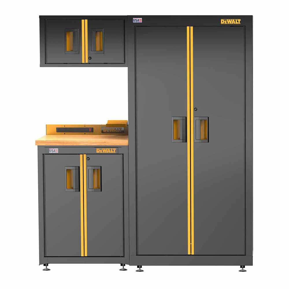 DeWalt DWST24101 Welded Storage Suite: 63 in. Wide, 4 Piece with 2-Door Base Cabinet and Wood Top - 2