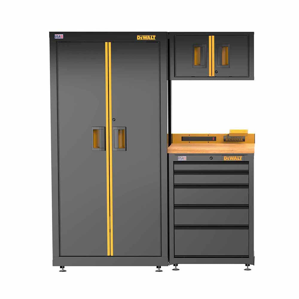 DeWalt DWST24201 Welded Storage Suite: 63 in. Wide, 4 pc. Suite with 5-Drawer Base Cabinet and Wood Top - 2