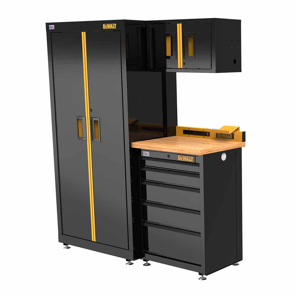 DeWalt DWST24201 Welded Storage Suite: 63 in. Wide, 4 pc. Suite with 5-Drawer Base Cabinet and Wood Top - 3