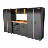 DeWalt DWST27501 Welded Storage Suite: 126-in Wide, 7 Piece Suite with 2-Door and 5-Drawer Base Cabinets and Wood Top - 3