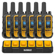 DeWalt DXFRS800-BCH6 2 Watt Heavy Duty Waterproof Shock Resistant Long Range Rechargeable Two-Way Radios with VOX (6 Pack with Gang Charger)