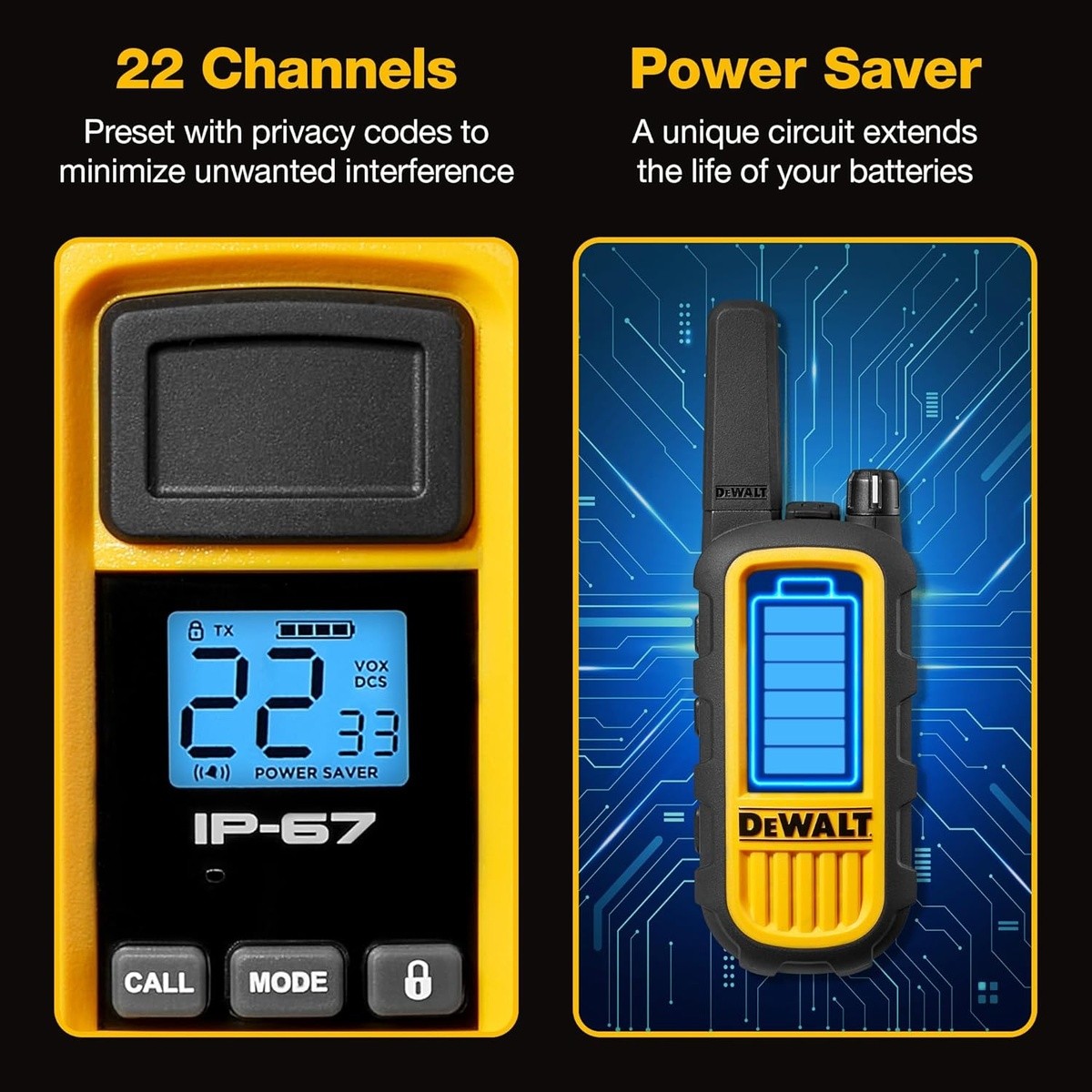 DeWalt DXFRS800-BCH6 2 Watt Heavy Duty Waterproof Shock Resistant Long Range Rechargeable Two-Way Radios with VOX (6 Pack with Gang Charger) - 17