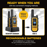 DeWalt DXFRS800-BCH6 2 Watt Heavy Duty Waterproof Shock Resistant Long Range Rechargeable Two-Way Radios with VOX (6 Pack with Gang Charger) - 18