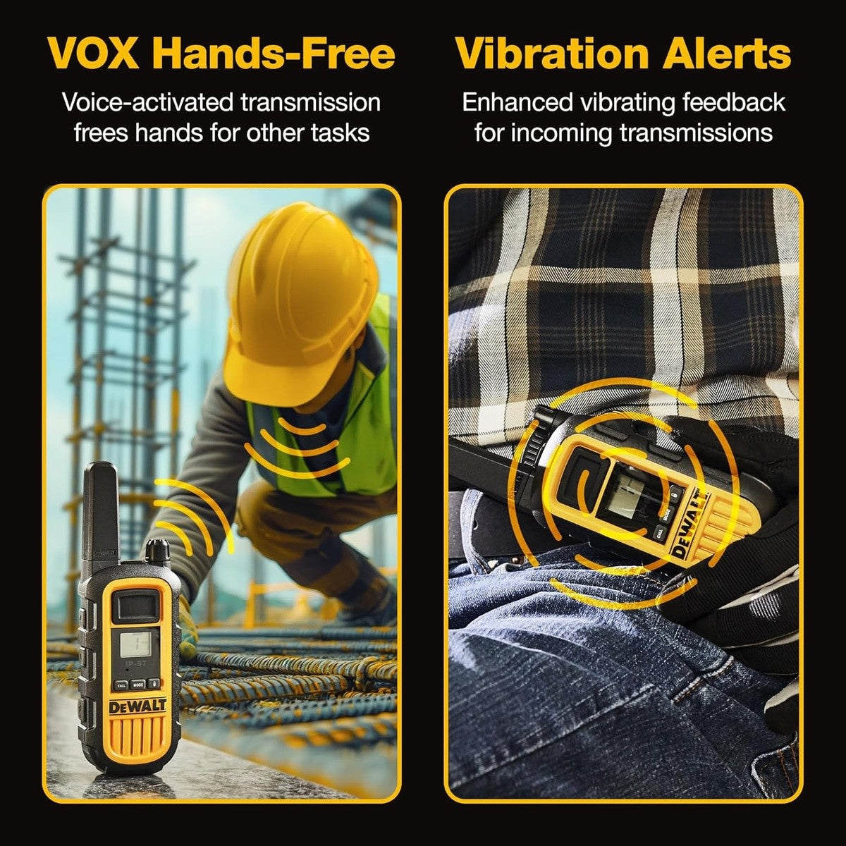 DeWalt DXFRS800-BCH6 2 Watt Heavy Duty Waterproof Shock Resistant Long Range Rechargeable Two-Way Radios with VOX (6 Pack with Gang Charger) - 19