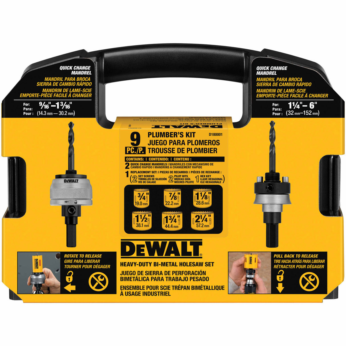 DeWalt D180001 9-Piece Plumber's Hole Saw Kit - 2