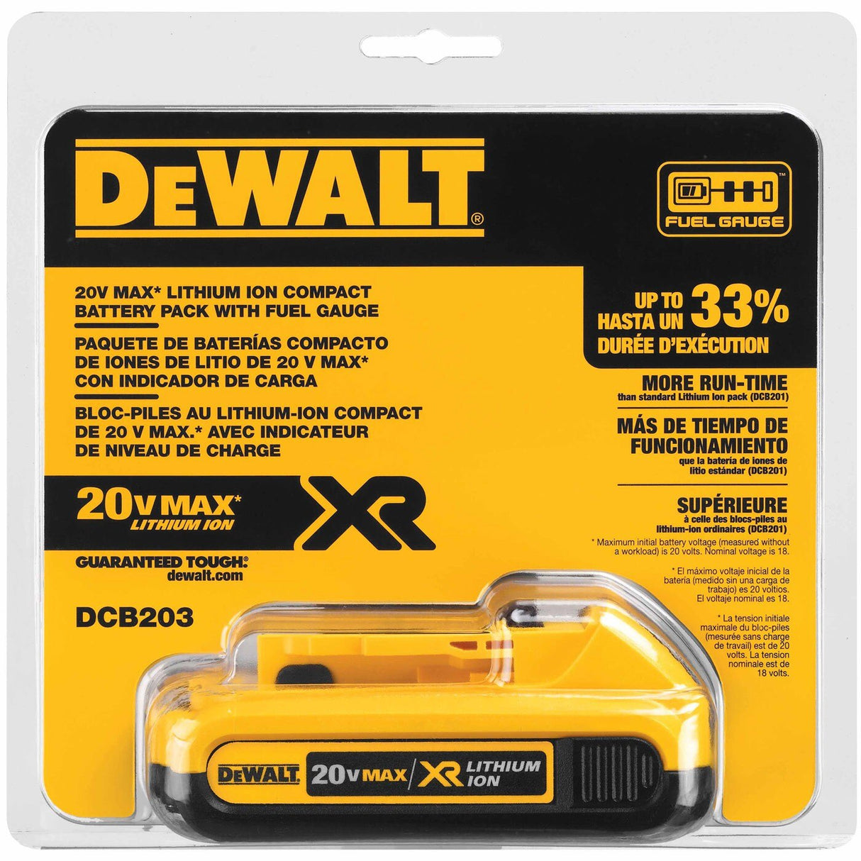 DeWalt DCB203 20V MAX Compact XR Lithium Ion Battery Pack - 3