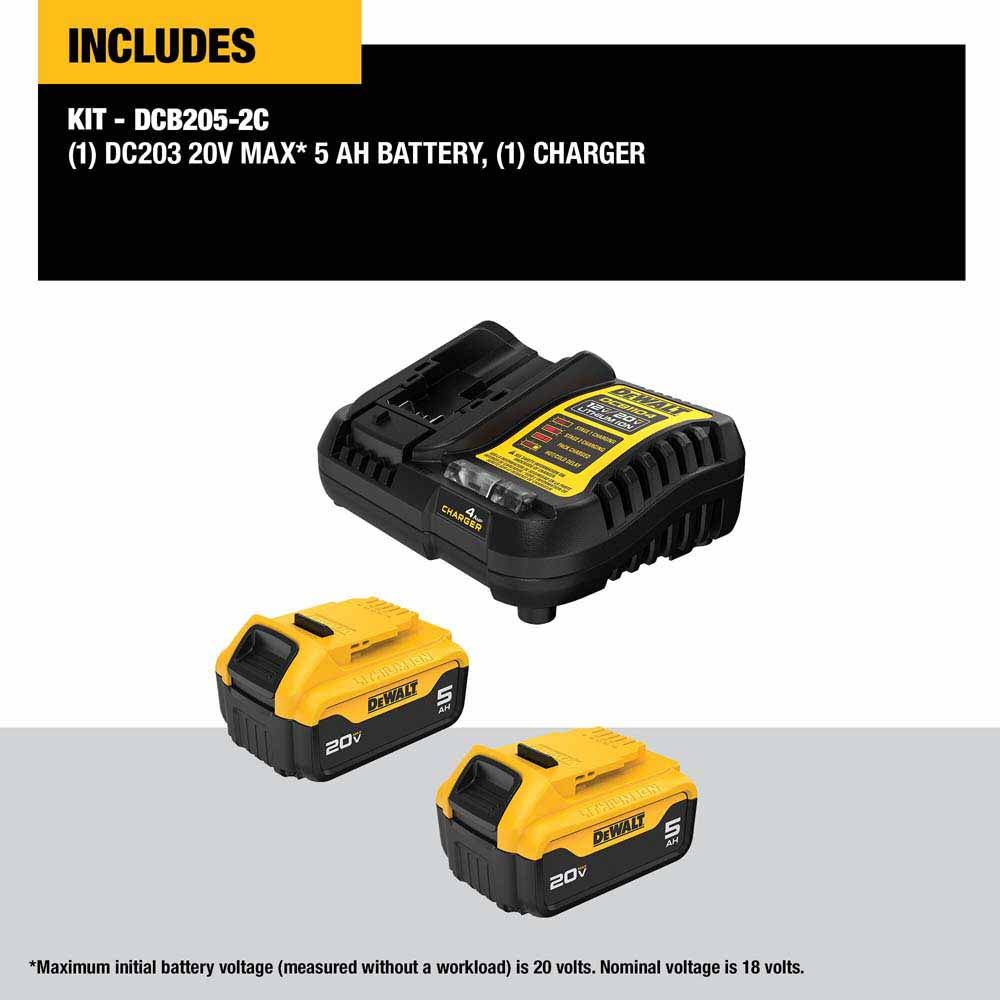 DeWalt DCB205-2C 20V MAX 5Ah Battery Kit - 4