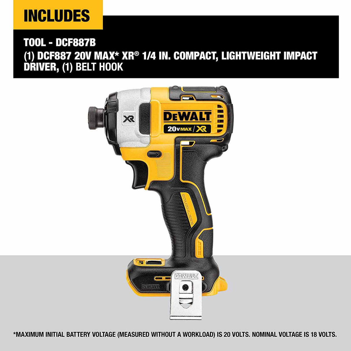 DeWalt DCF887B 20V MAX XR Brushless 1/4" 3-Speed Impact Driver Bare Tool - 3