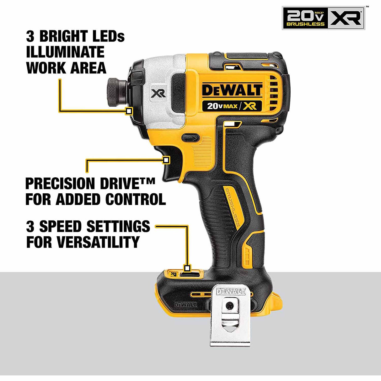 DeWalt DCF887B 20V MAX XR Brushless 1/4" 3-Speed Impact Driver Bare Tool - 4