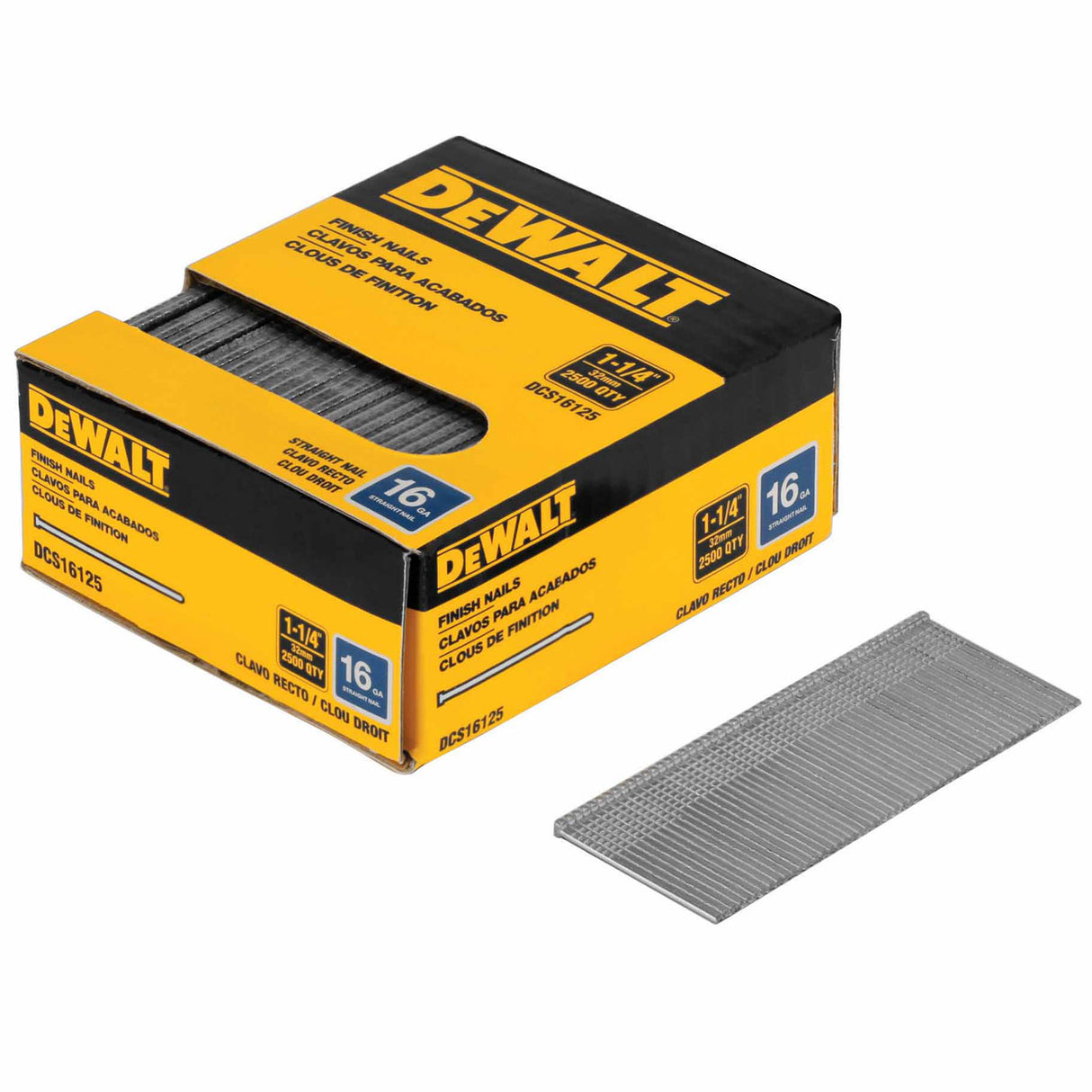 DeWalt DCS16125 1-1/4" 16 Gauge Heavy-Duty Straight Finish Nails