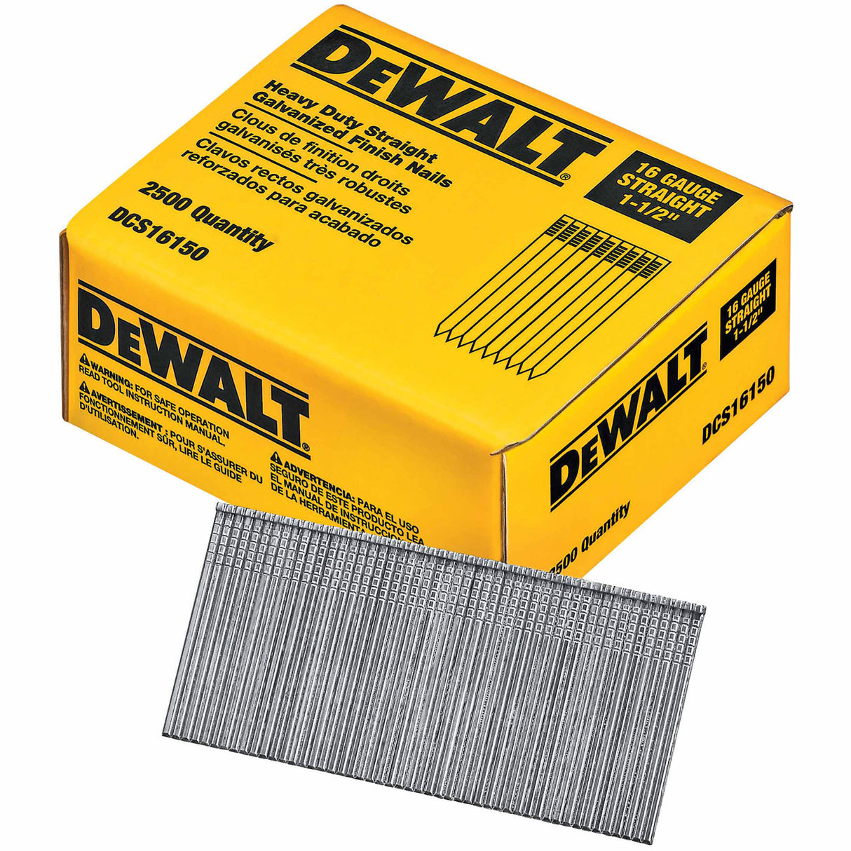 DeWalt DCS16150 1-1/2" 16 Gauge Heavy-Duty Straight Finish Nails - 5