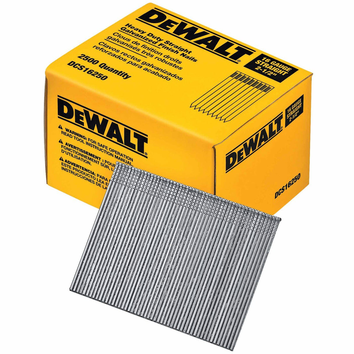 DeWalt DCS16250 2-1/2" 16 Gauge Heavy-Duty Straight Finish Nails - 5