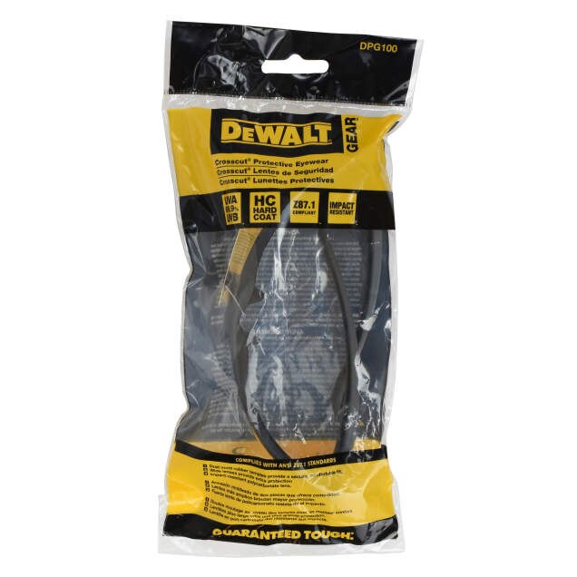 Dewalt DPG100-1D Crosscut Safety Glasses, Black Frame, Clear Lens - 7