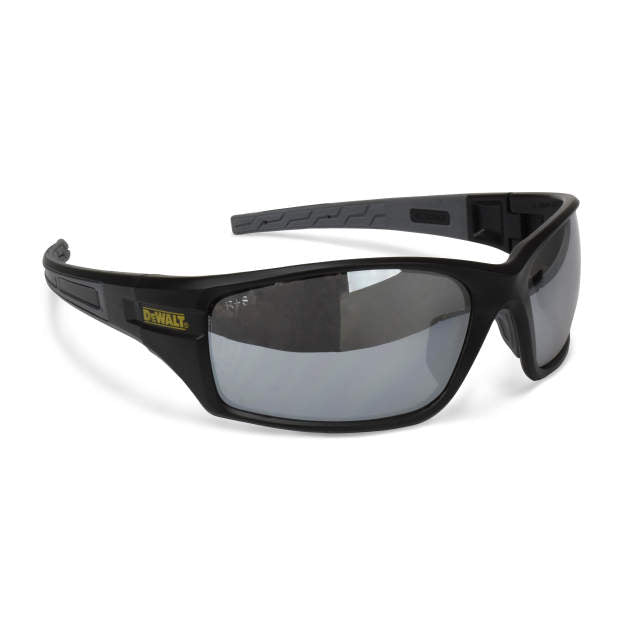 Dewalt DPG101-6D Auger Safety Glasses, Black Frame, Silver Mirror Lens