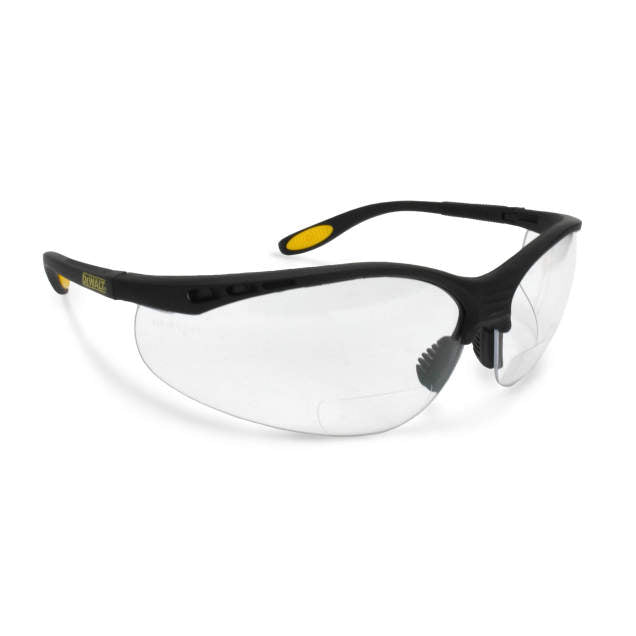 Dewalt DPG59-120D Reinforcer RX Glasses, Black Frame, Clear Lens, 2.0 Diopter - 2