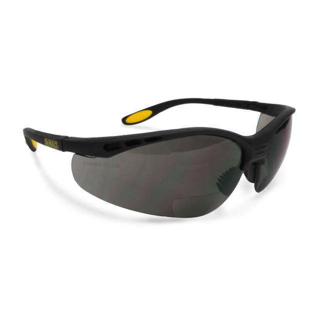 Dewalt DPG59-225D Reinforcer RX Glasses, Black Frame, Smoke Lens, 2.5 Diopter - 2