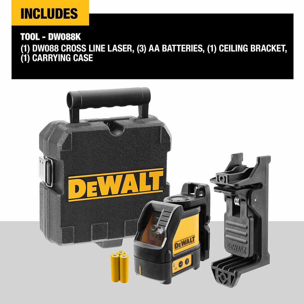 DeWalt DW088K Self Leveling Horizontal/Vertical RED Cross Line Laser Level DW088K-QU (USES 3 X AA) - 2