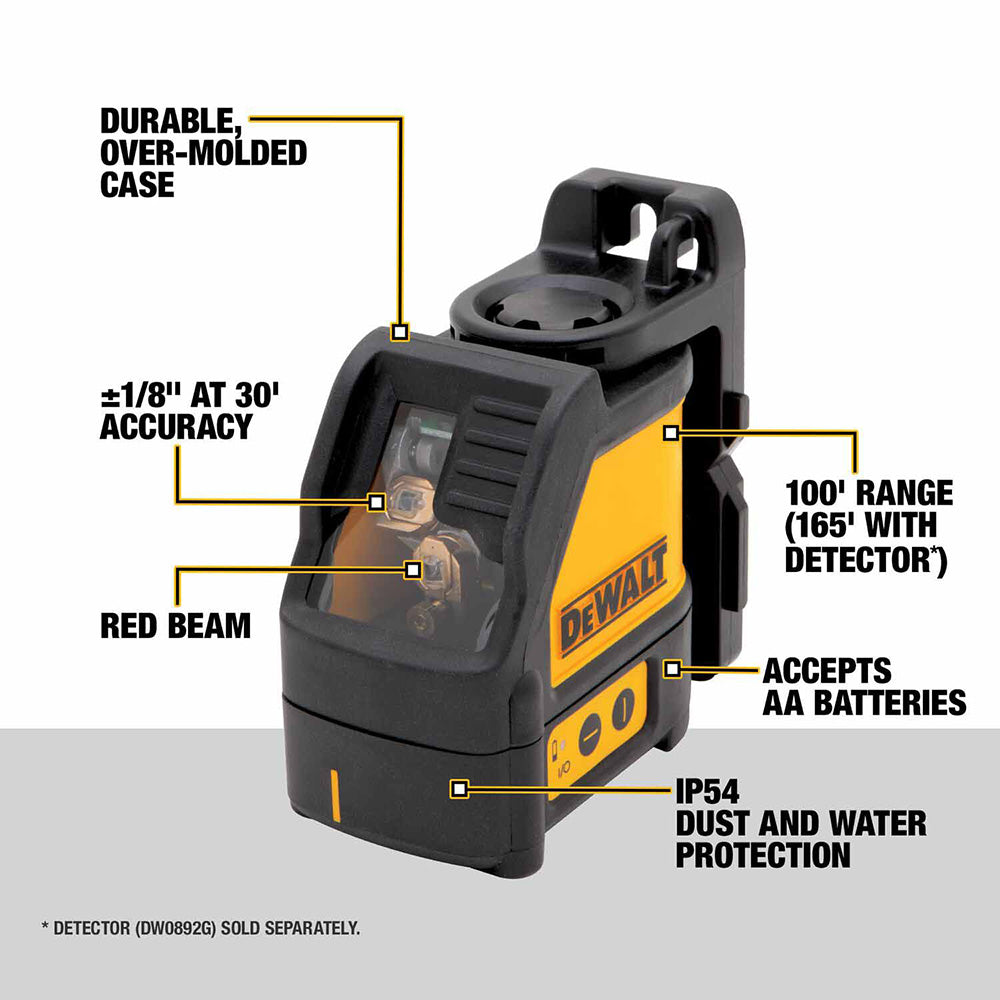 DeWalt DW088K Self Leveling Horizontal/Vertical Cross Line Laser Level - 3