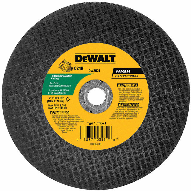 DeWalt DW3521 7" x 1/8" Concrete/Masonry Abrasive Saw Blade - Bulk