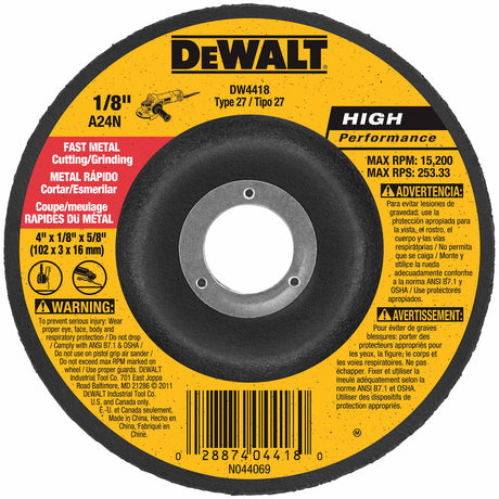 DeWalt DW4418 4" x 1/8" x 5/8" General Purpose Metal Cutting Wheel