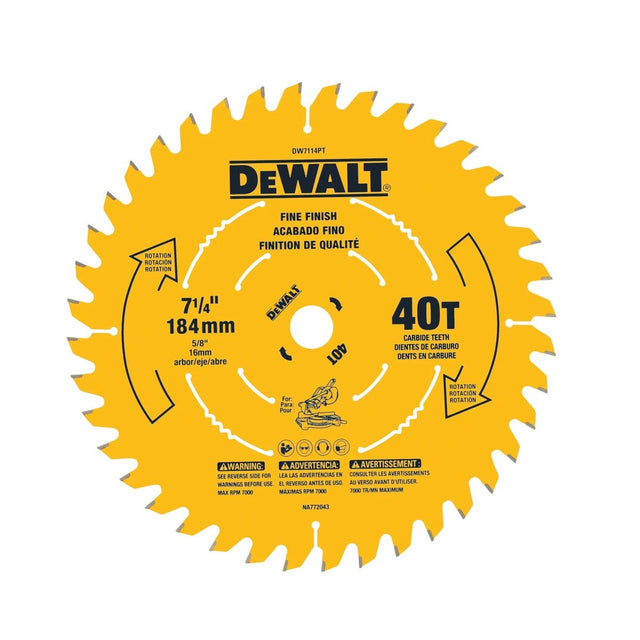 DeWalt DW7114PT 7-1/4" 40 Tooth Precision Trim Miter Saw Blade