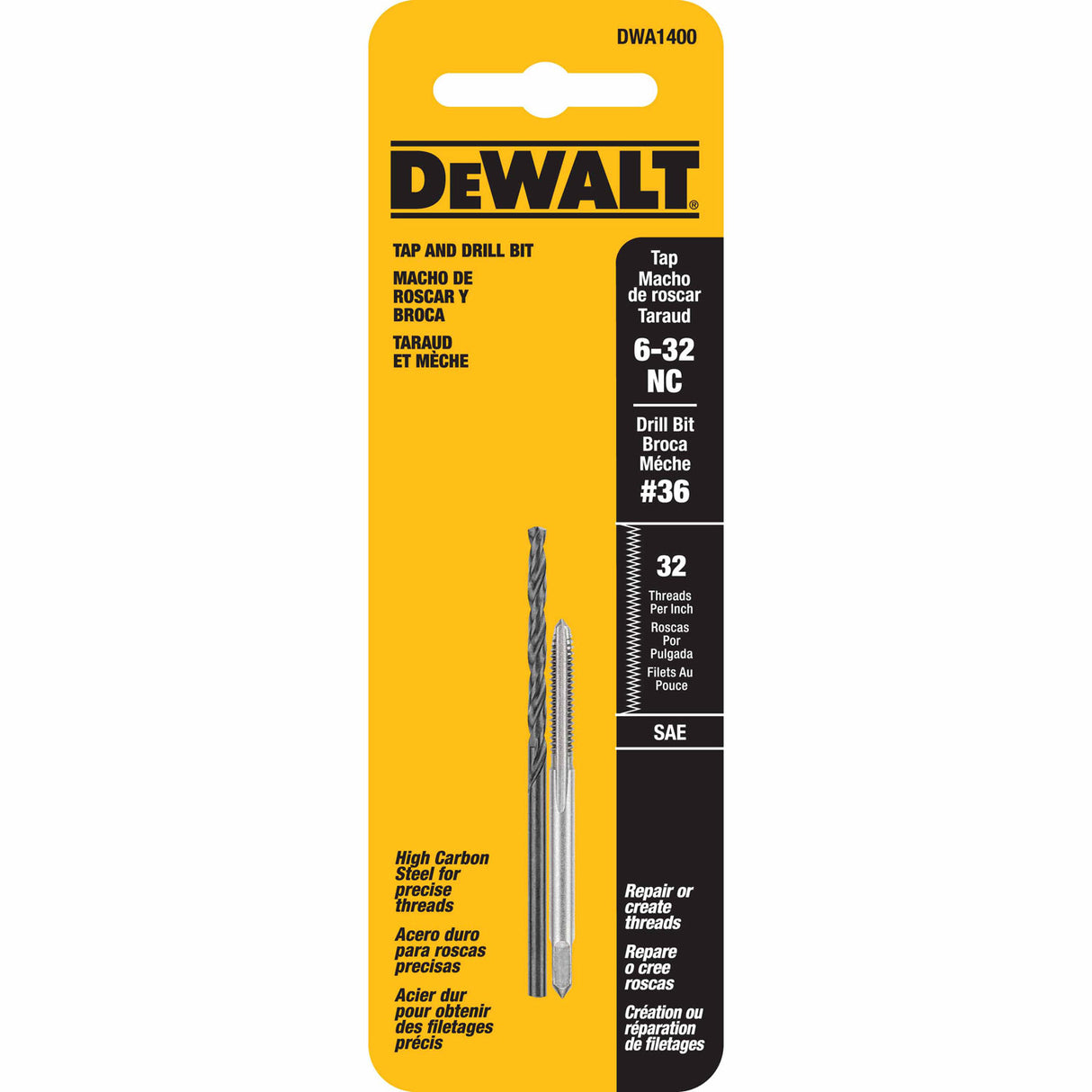 DeWalt DWA1400 6"-32 NC Tap Set with Drill Bit - 2