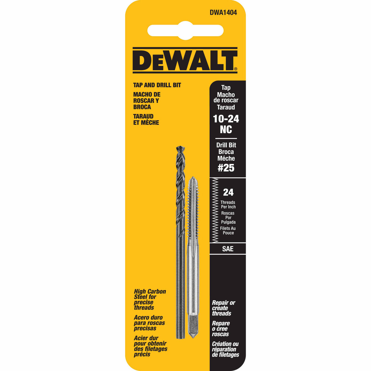 DeWalt DWA1404 10"-24 NC Tap Set with Drill Bit - 2