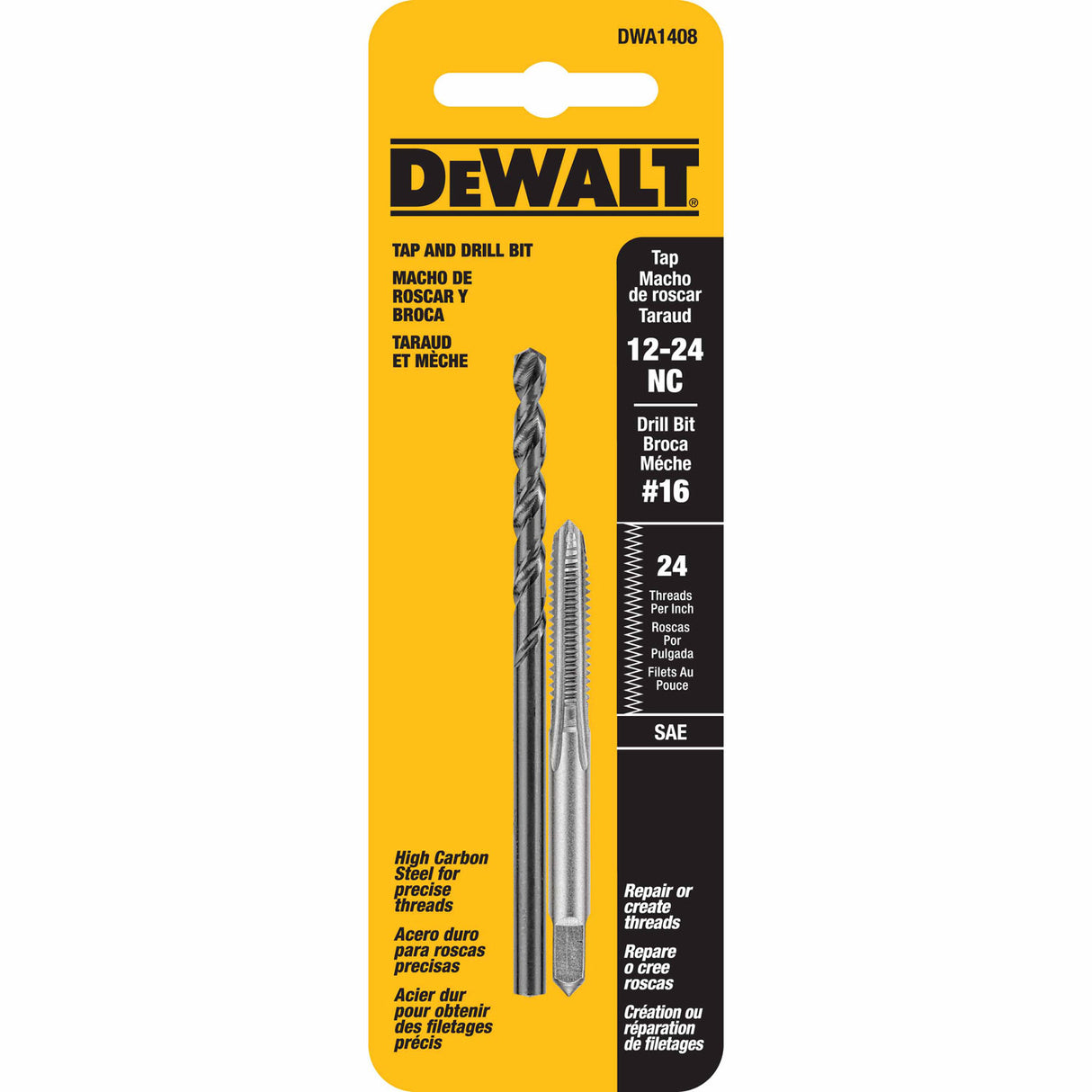 DeWalt DWA1408 12"-24 NC Tap Set with Drill Bit - 2