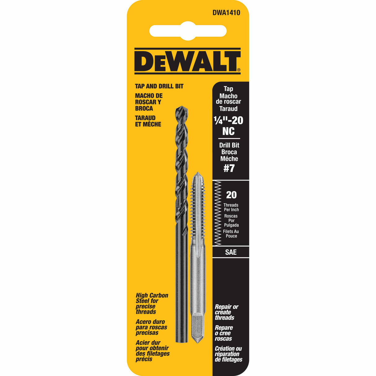 DeWalt DWA1410 1/4"-20 NC Tap Set with Drill Bit - 2
