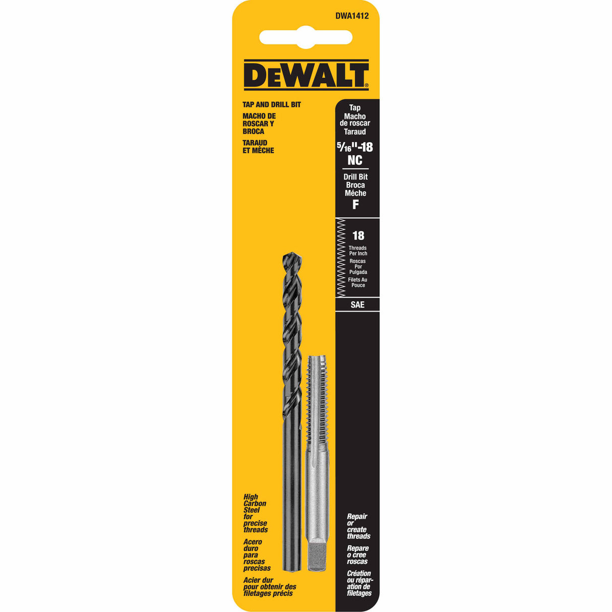 DeWalt DWA1412 5/16"-18 NC Tap Set with Drill Bit - 2