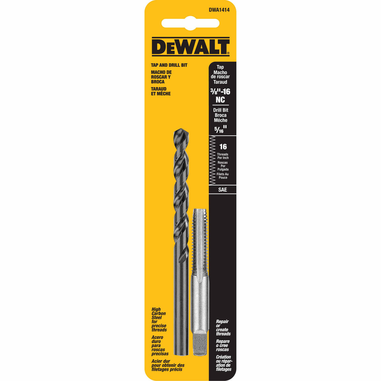 DeWalt DWA1414 3/8"-16 NC Tap Set with Drill Bit - 2