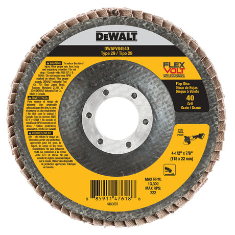 DeWalt DWAFV84540 4-1/2" x 7/8" 40G Type 29 Flap Disc