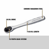 DeWalt DWMT17131OSP 3/8 in. Pear Head Ratchet, Chrome Vanadium Steel, 72-Tooth (Single) - 3