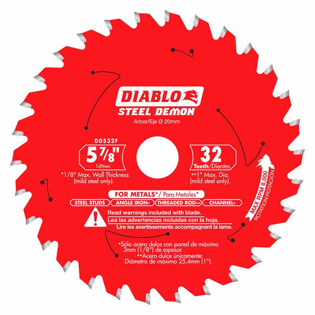 Diablo D0532F 5-7/8" x 32 Tooth Steel Demon Carbide-Tipped Saw Blade for Metal